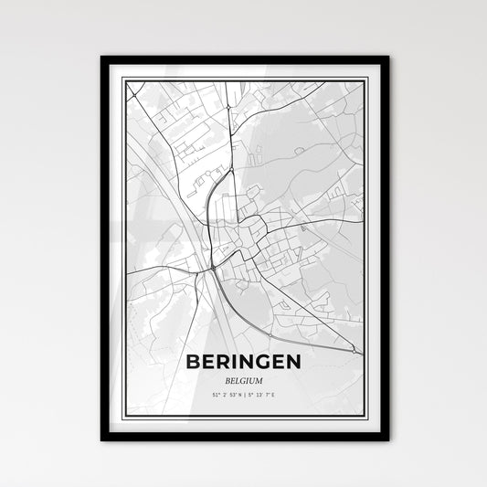 Beringen Belgium - Scandinavian Style City Map for Modern Home Decor