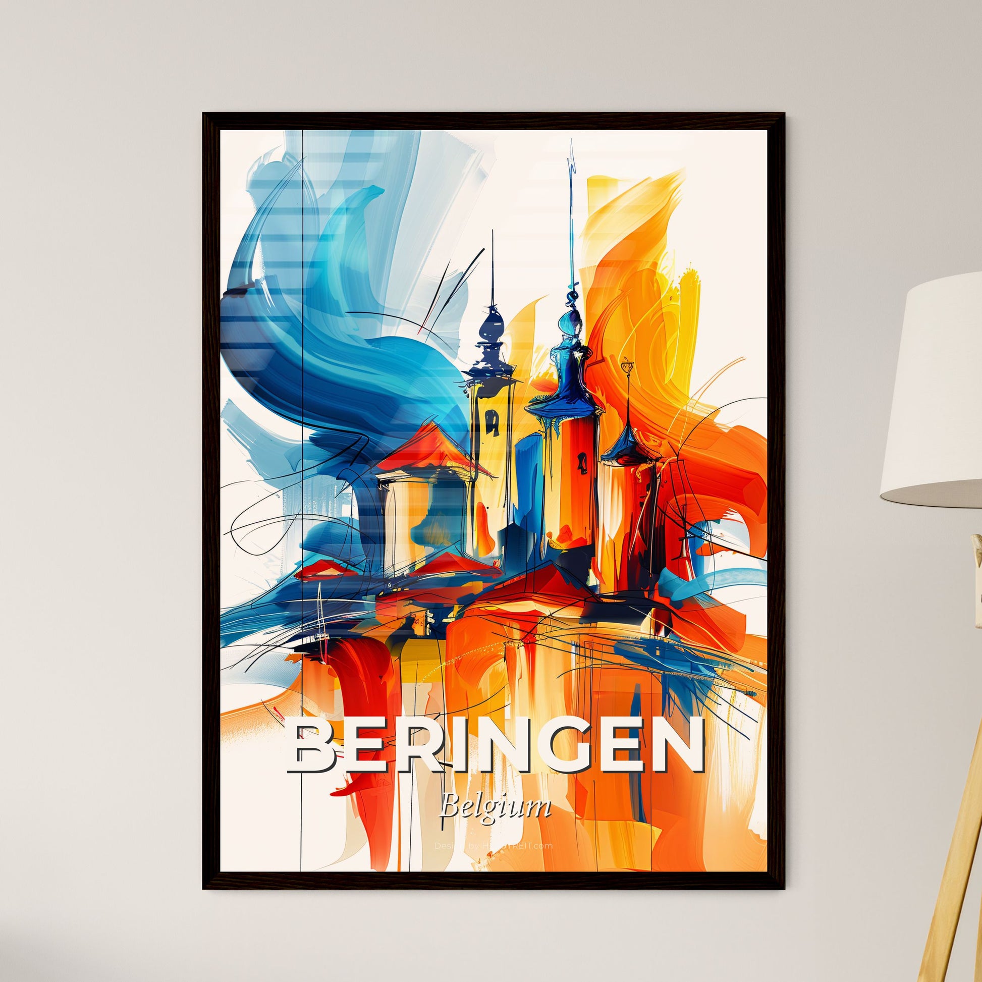 Vibrant Beringen, Belgium - A Painting Of A Building