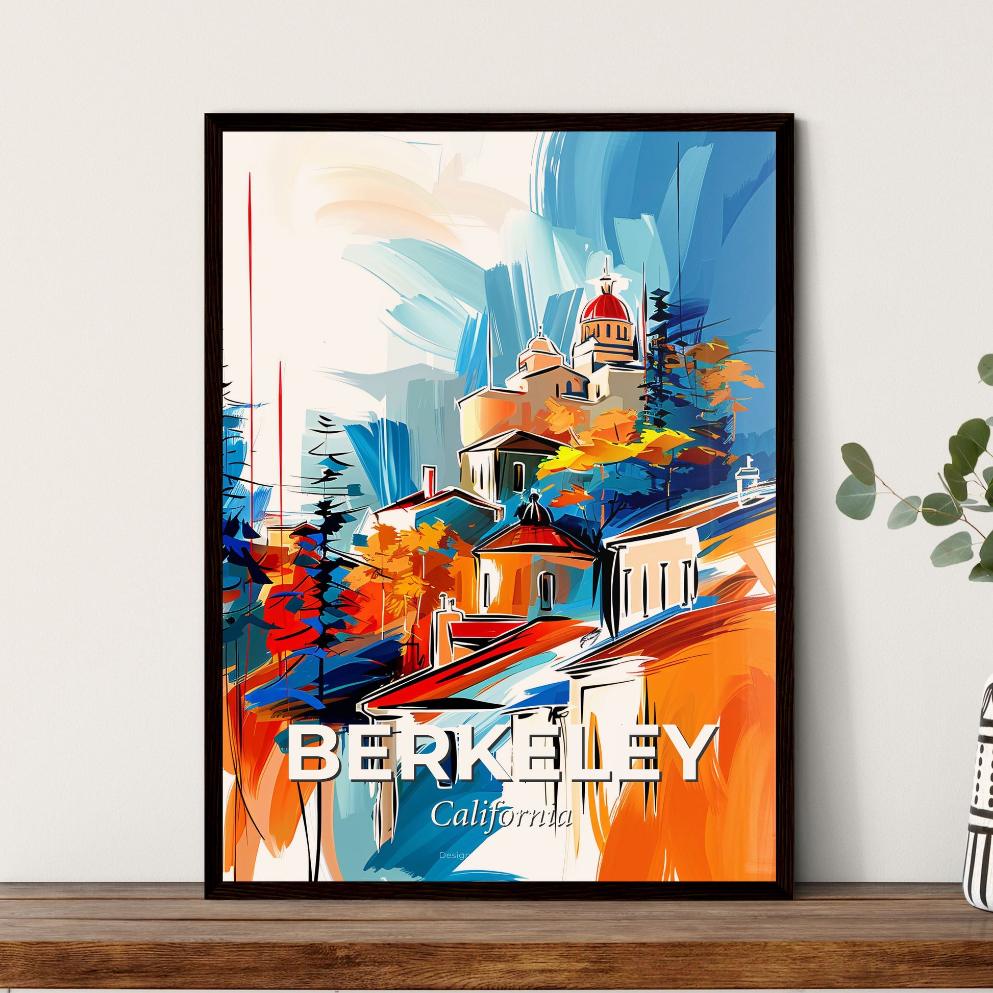 Vibrant Berkeley, California - A Painting Of Buildings And Trees