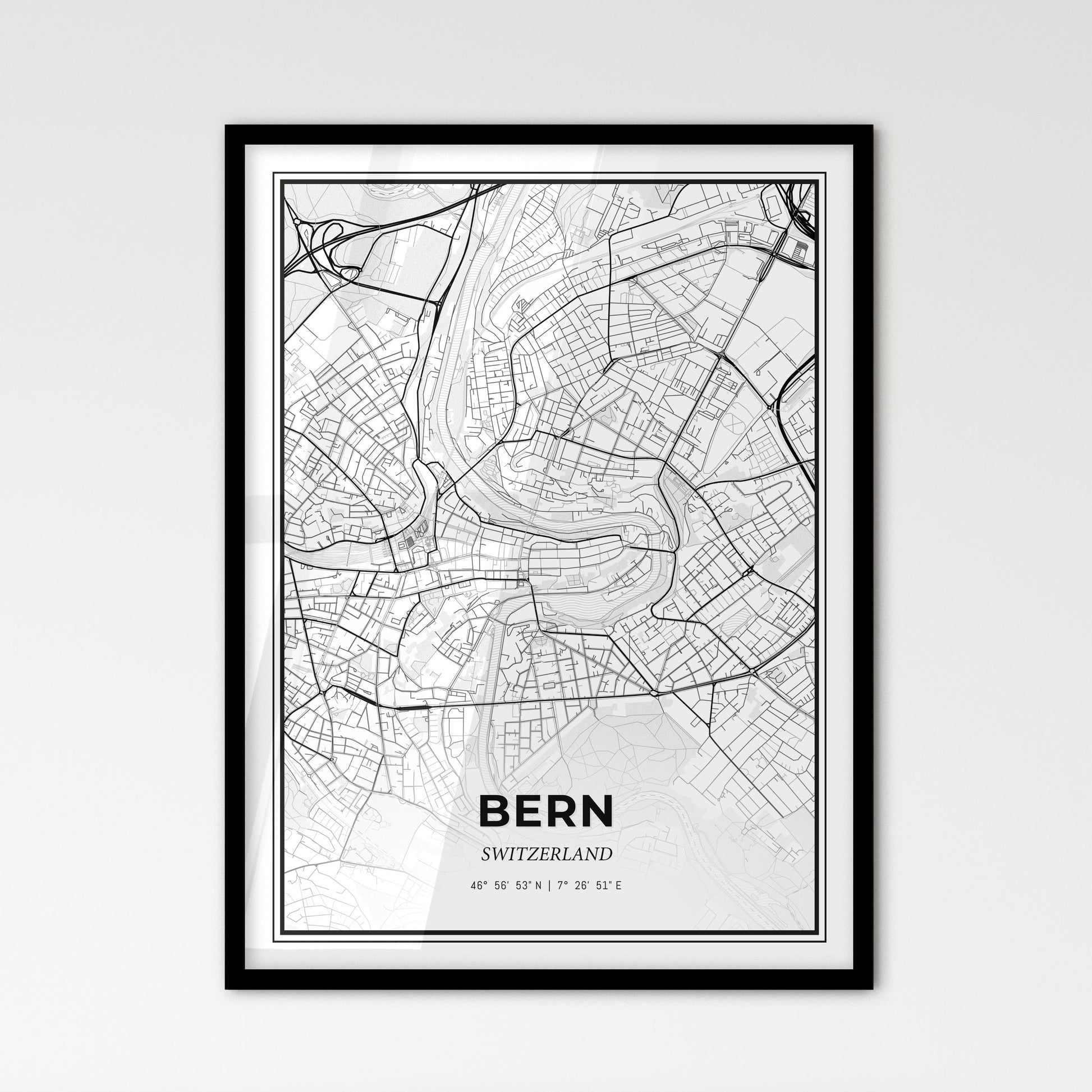 Bern Switzerland - Scandinavian Style City Map for Modern Home Decor