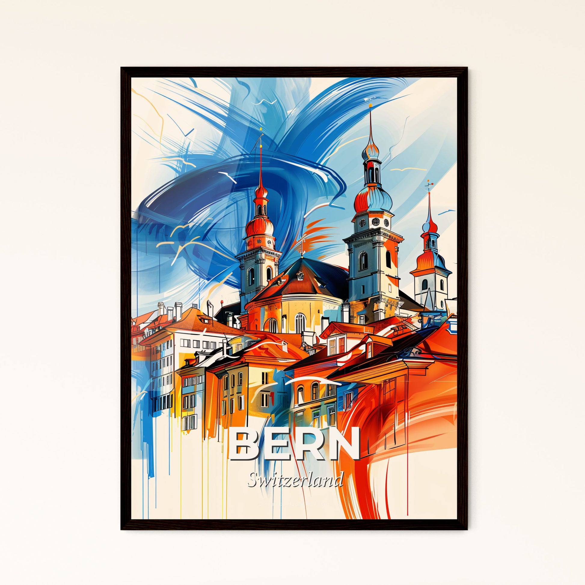 Vibrant Bern, Switzerland - A Painting Of A City