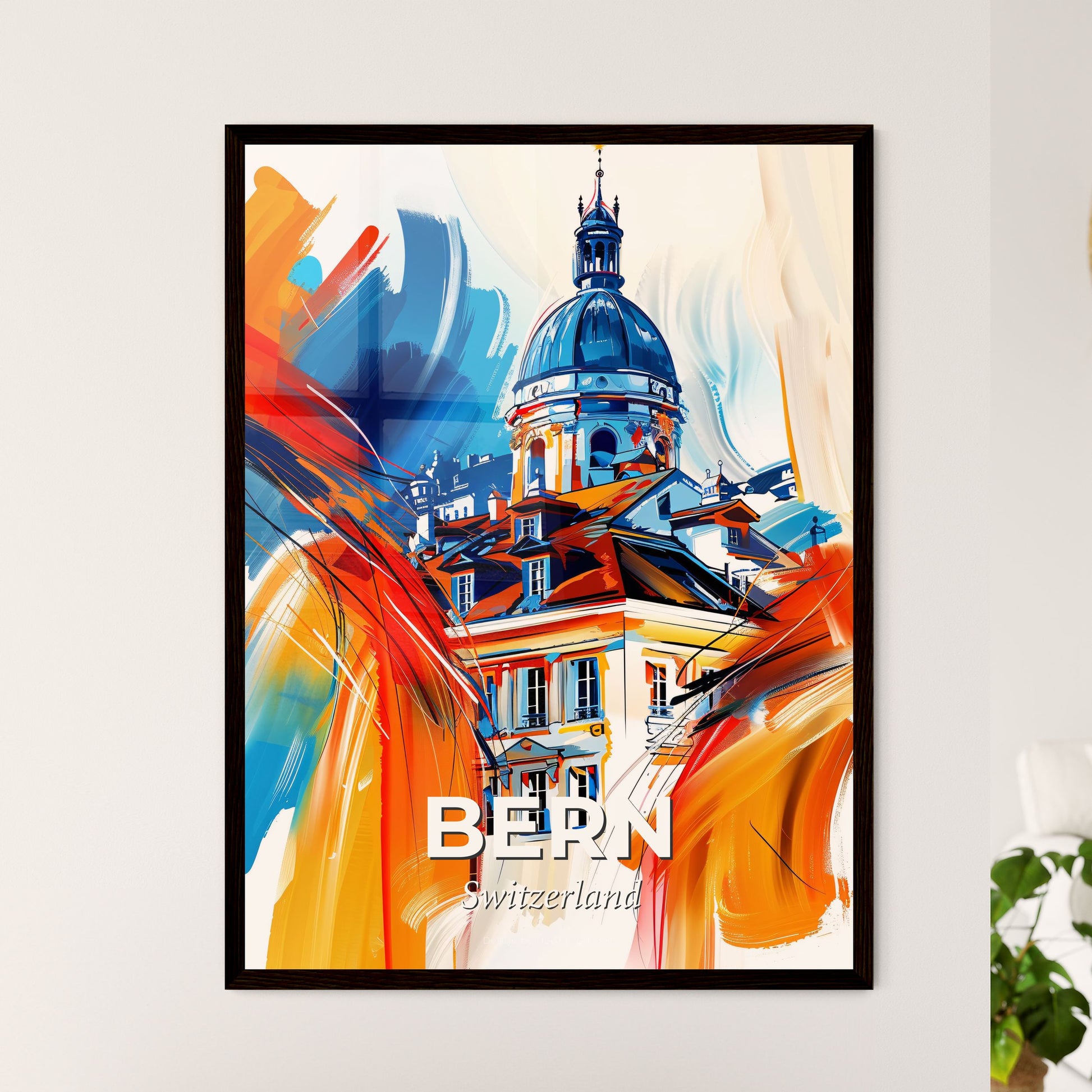 Vibrant Bern, Switzerland - A Painting Of A Building With A Dome