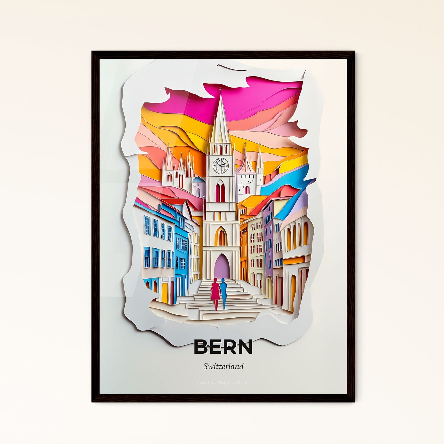 Vivid Bern, Switzerland - a paper cut of a city with a clock tower