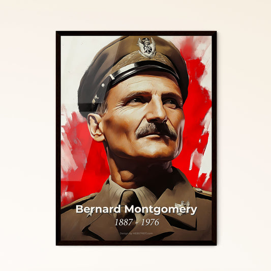 Portrait of Bernard Montgomery, 1887 - 1976. Impressionistic painting of a man in a military uniform.