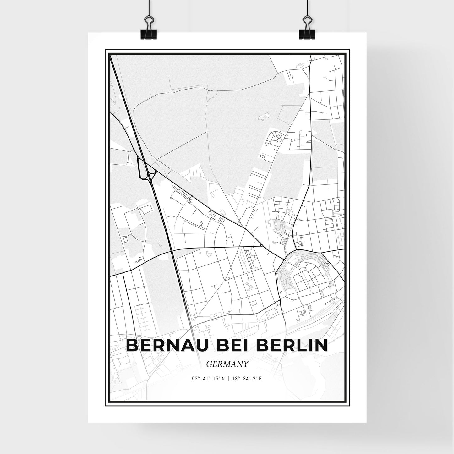 Bernau bei Berlin Germany - Premium City Map Poster