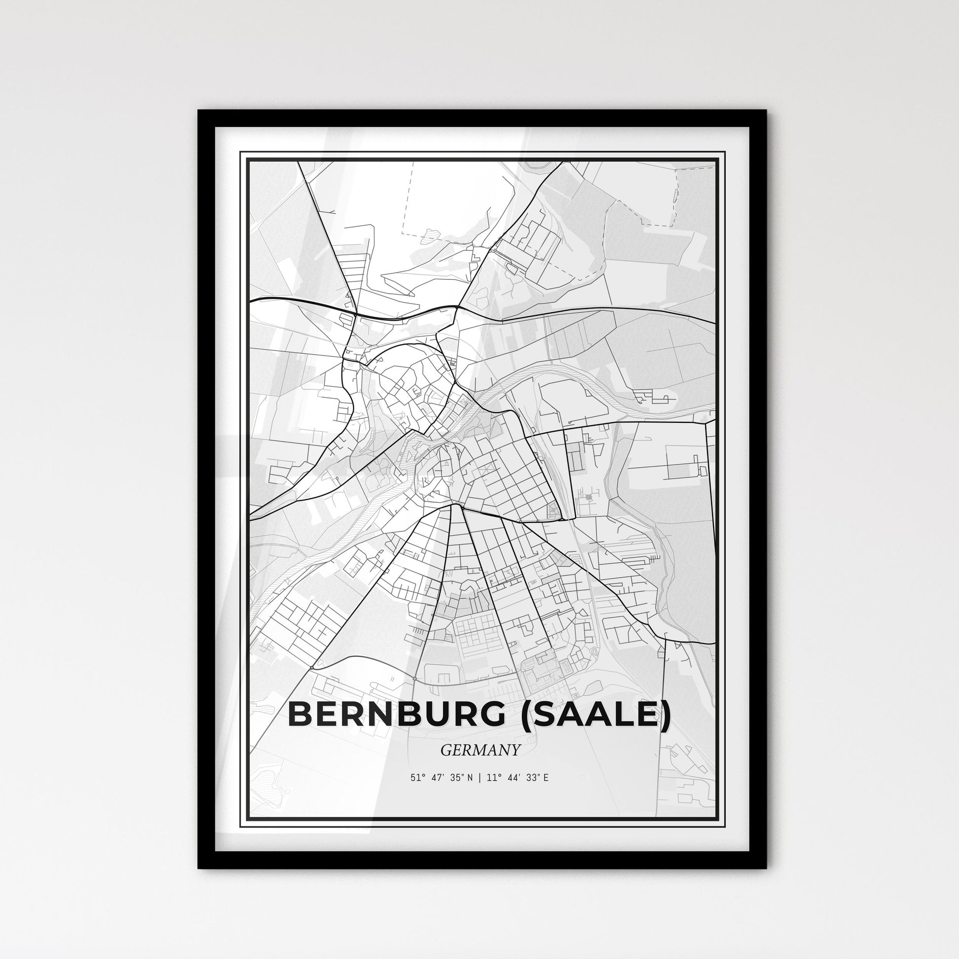 Bernburg (Saale) Germany - Scandinavian Style City Map for Modern Home Decor