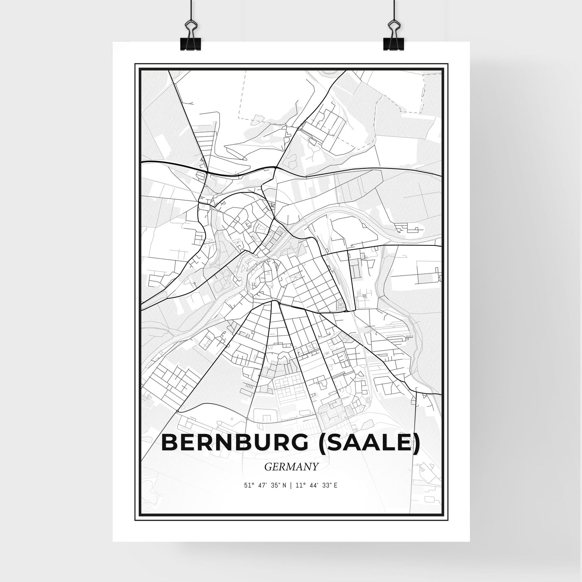 Bernburg (Saale) Germany - Premium City Map Poster