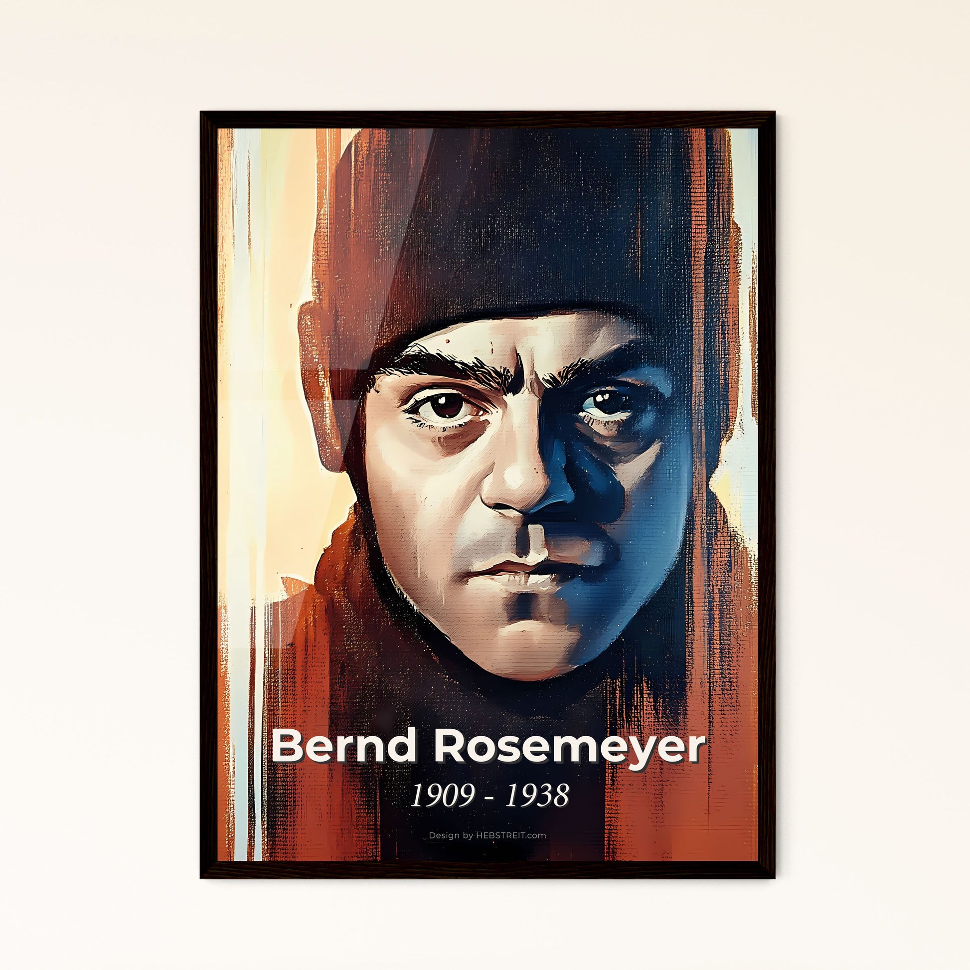 Portrait of Bernd Rosemeyer, 1909 - 1938. Impressionistic painting of a man in a black hat.