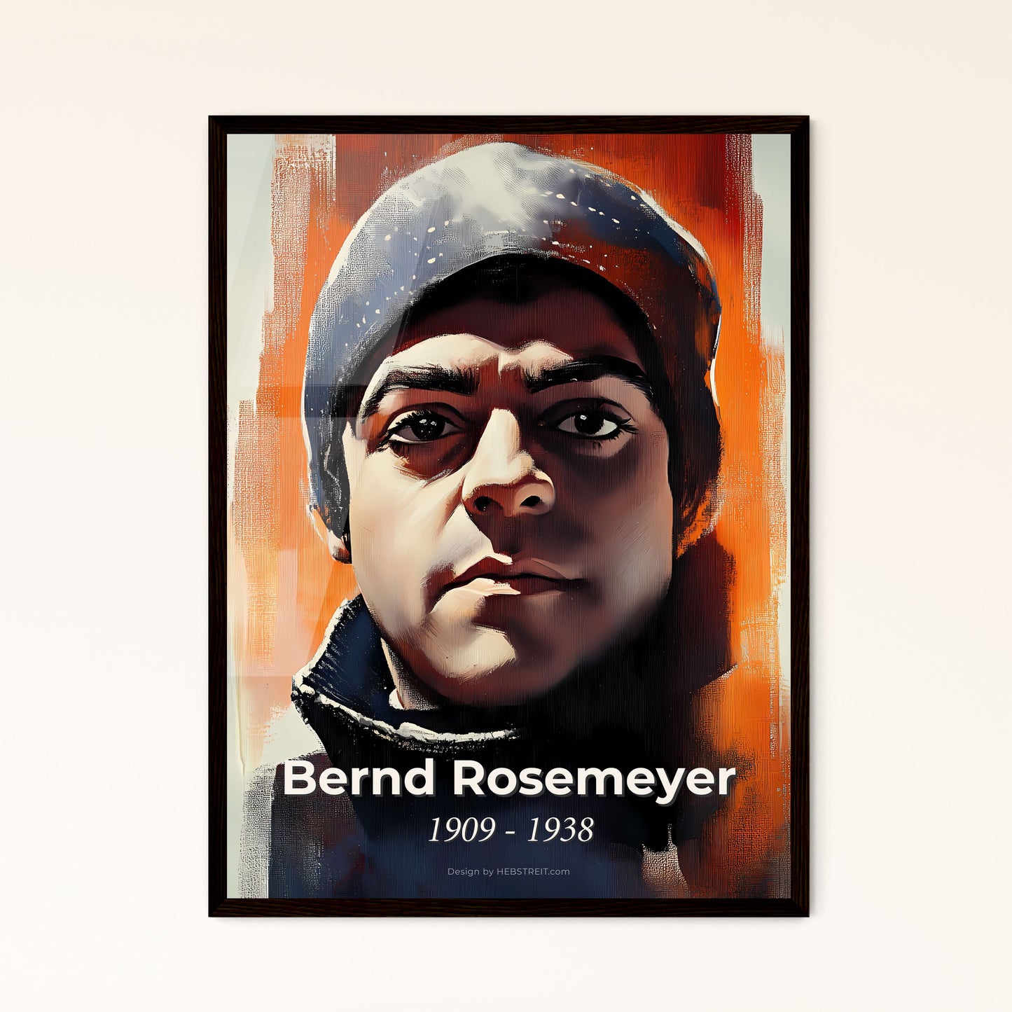 Portrait of Bernd Rosemeyer, 1909 - 1938. Impressionistic painting of a man wearing a hat.