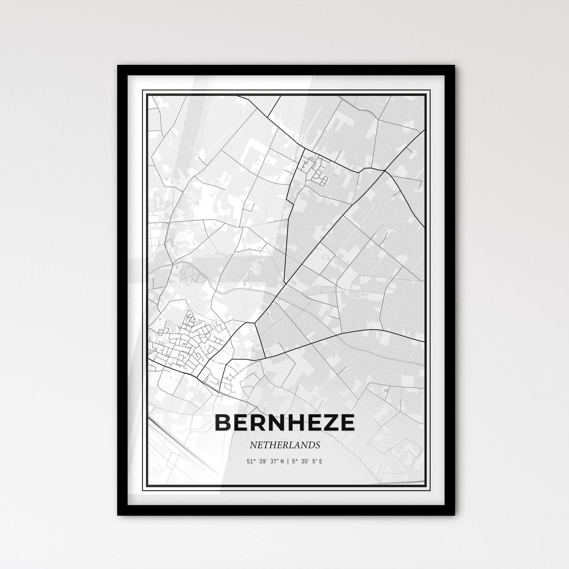  Bernheze Netherlands - Scandinavian Style City Map for Modern Home Decor