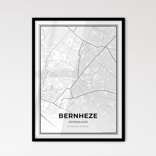  Bernheze Netherlands - Scandinavian Style City Map for Modern Home Decor