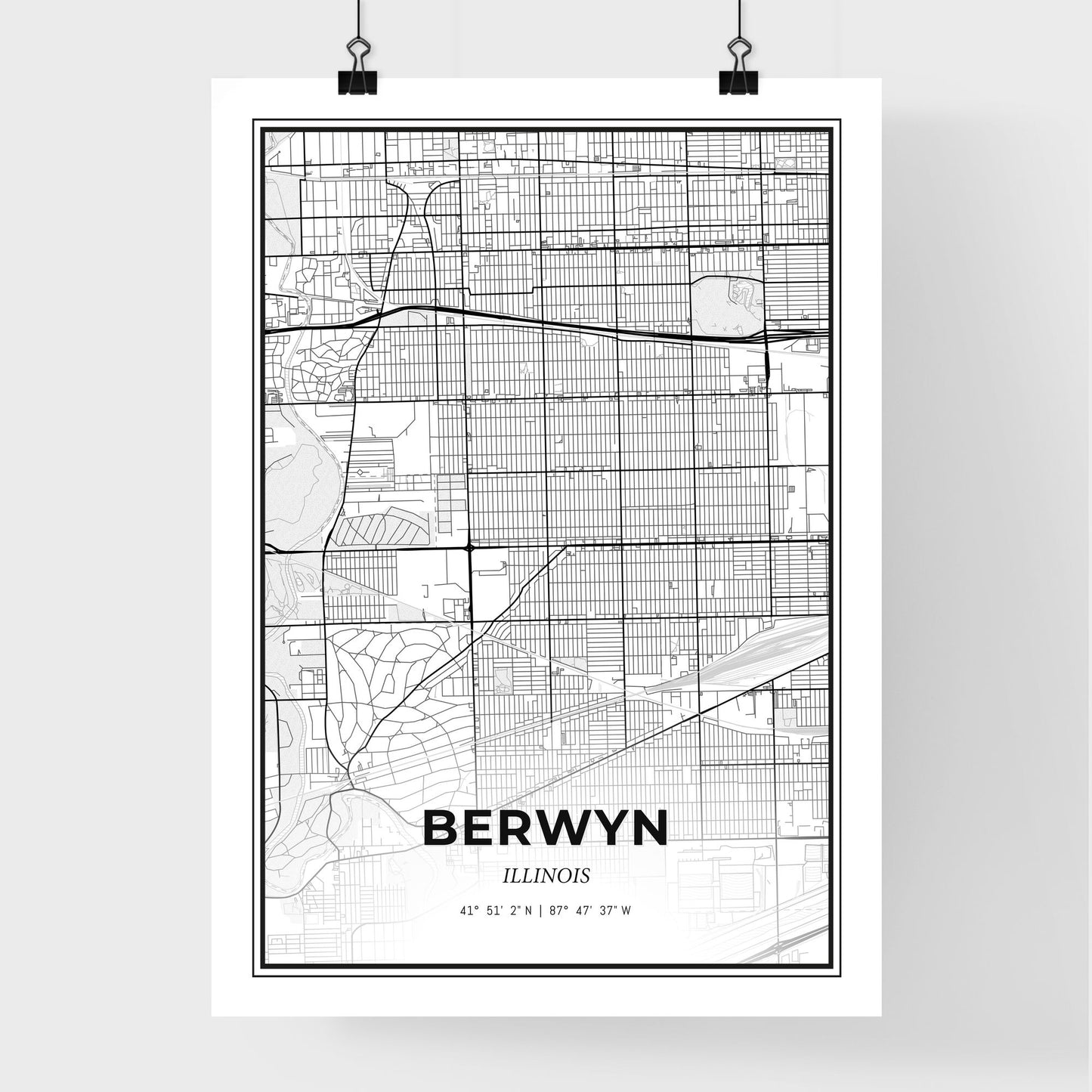 Berwyn Illinois - Premium City Map Poster