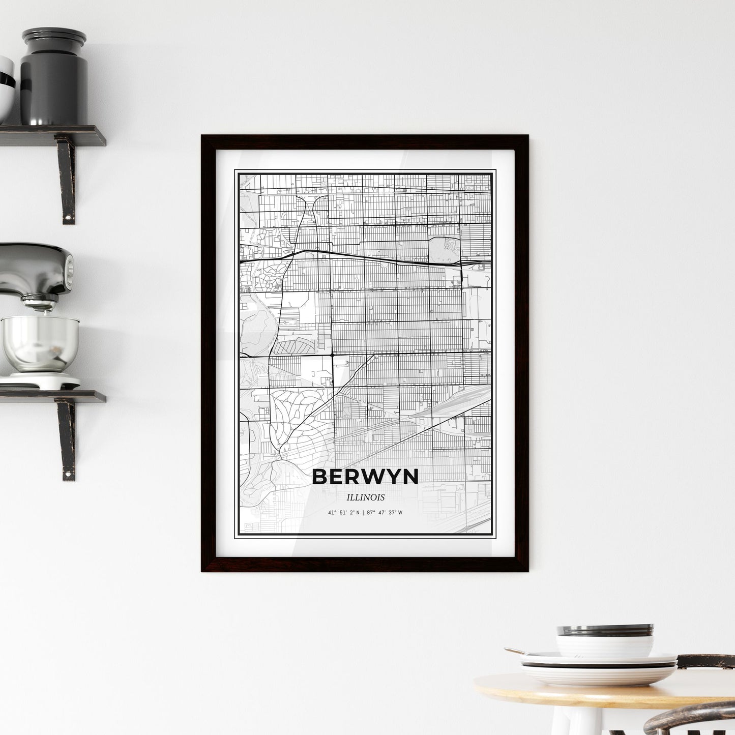 Berwyn Illinois - Minimal City Map