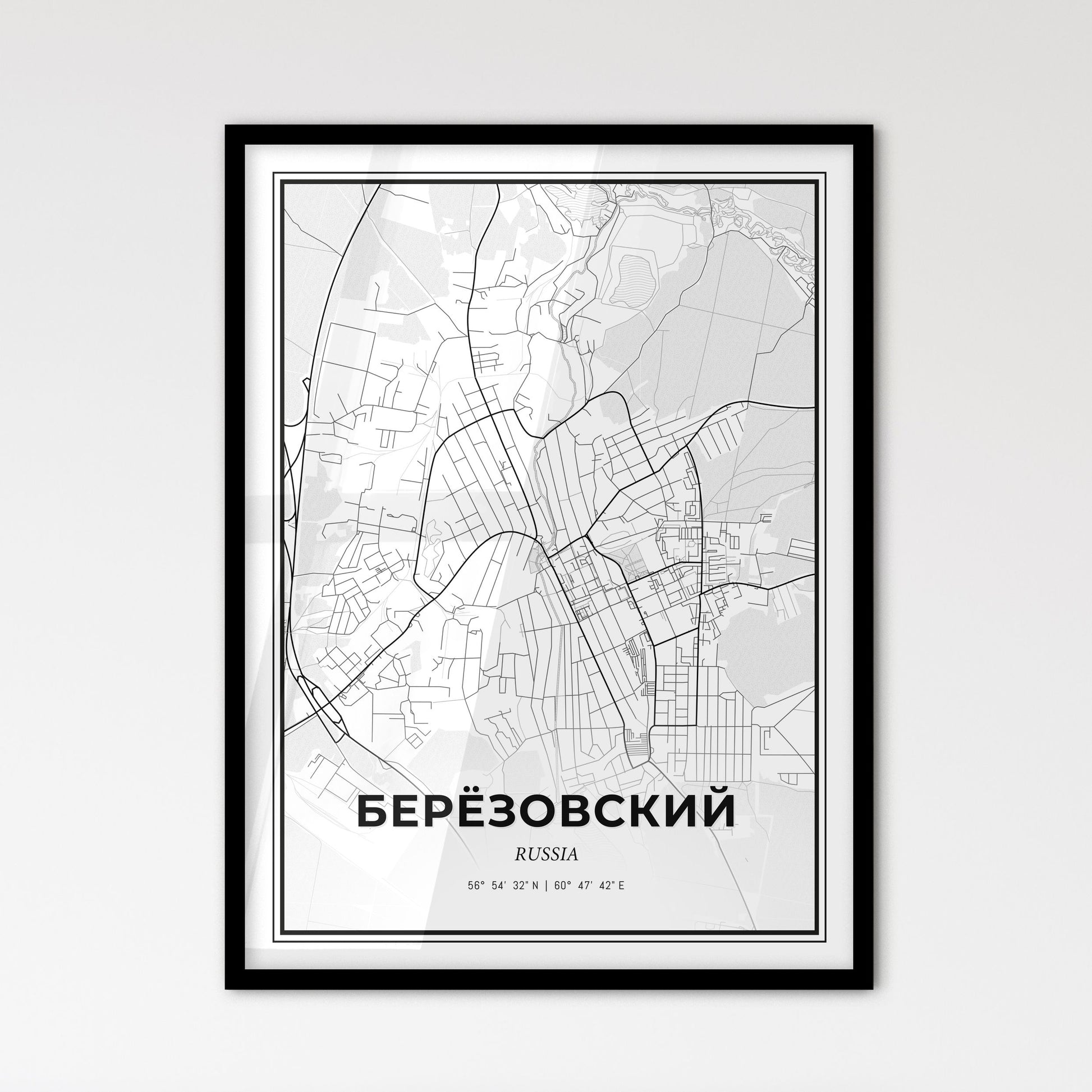 Beryozovsky Russia - Scandinavian Style City Map for Modern Home Decor