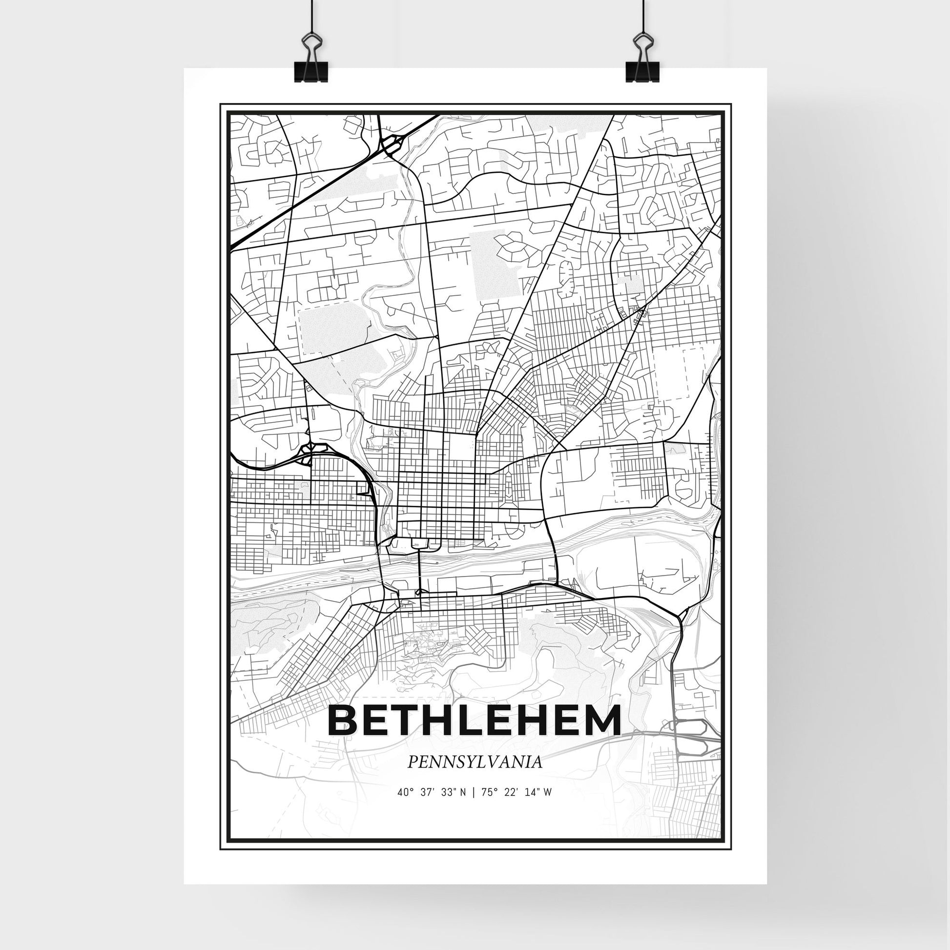 Bethlehem Pennsylvania - Premium City Map Poster