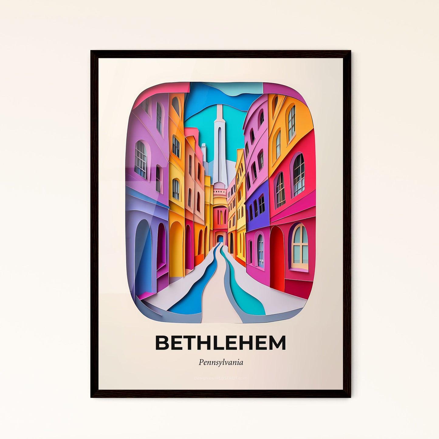 Vivid Bethlehem, Pennsylvania - a colorful city street with a narrow street