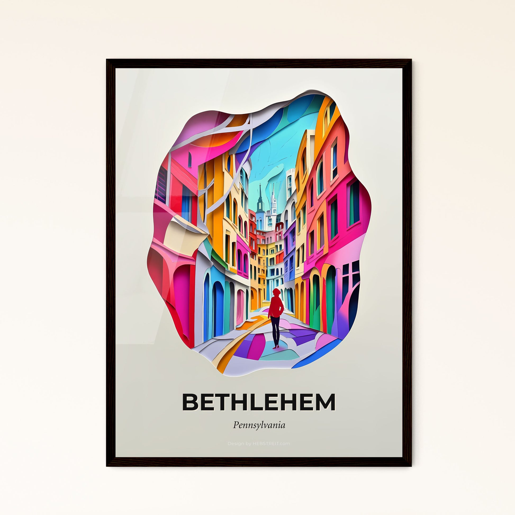 Vivid Bethlehem, Pennsylvania - a person walking down a street in a colorful city