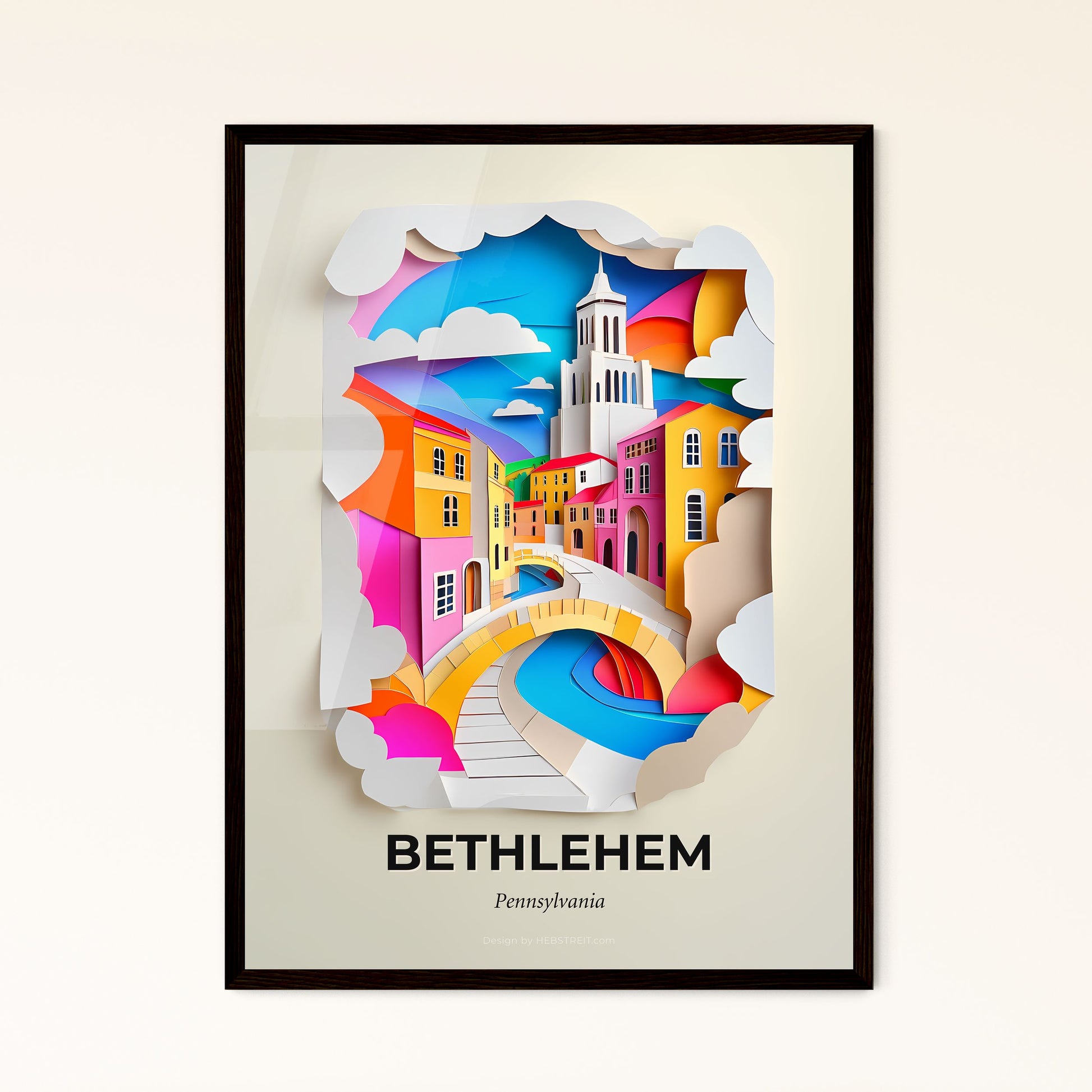 Vivid Bethlehem, Pennsylvania - a paper cut of a city with a bridge