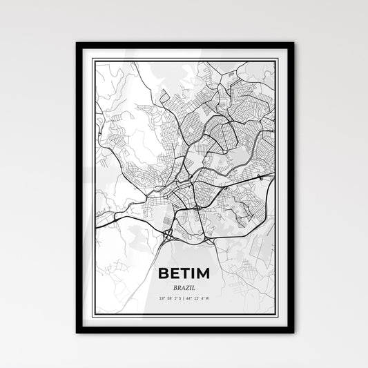 Betim Brazil - Scandinavian Style City Map for Modern Home Decor