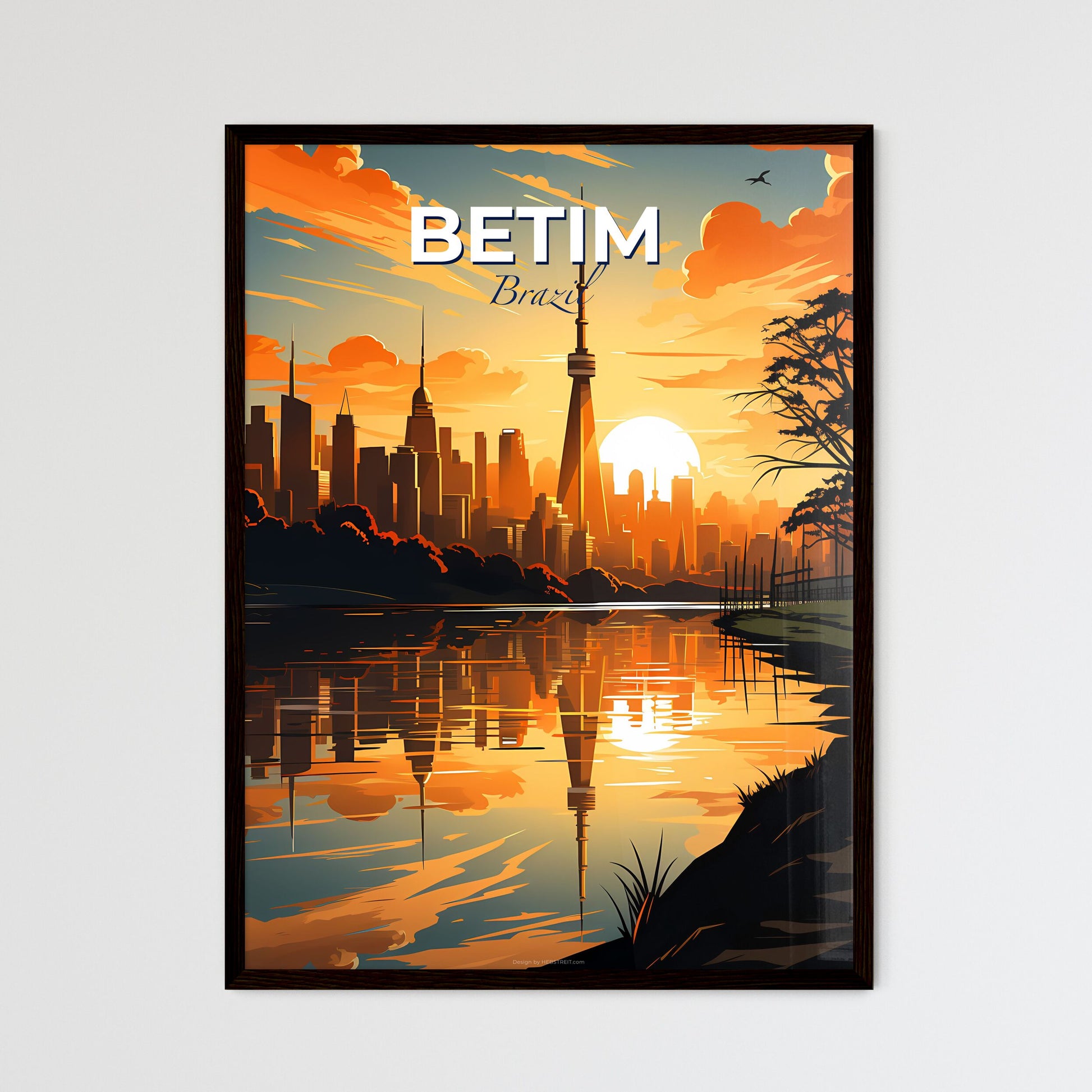 Artistic Betim Brazil Cityscape Painting Sunset Skyline with Vibrant Colors Default Title