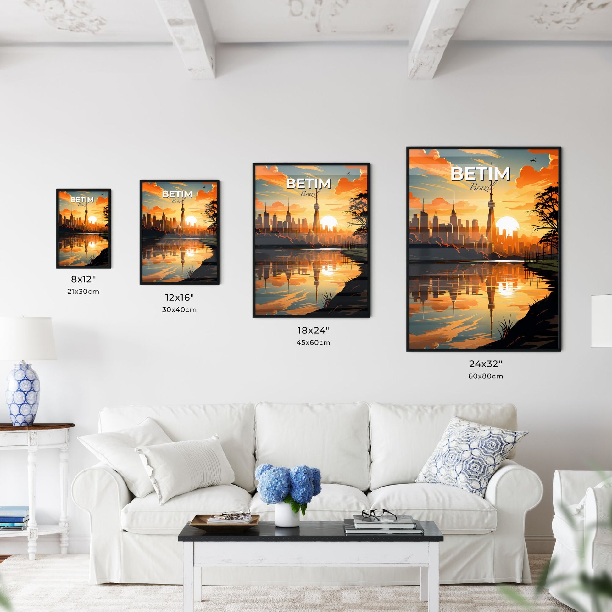 Artistic Betim Brazil Cityscape Painting Sunset Skyline with Vibrant Colors Default Title