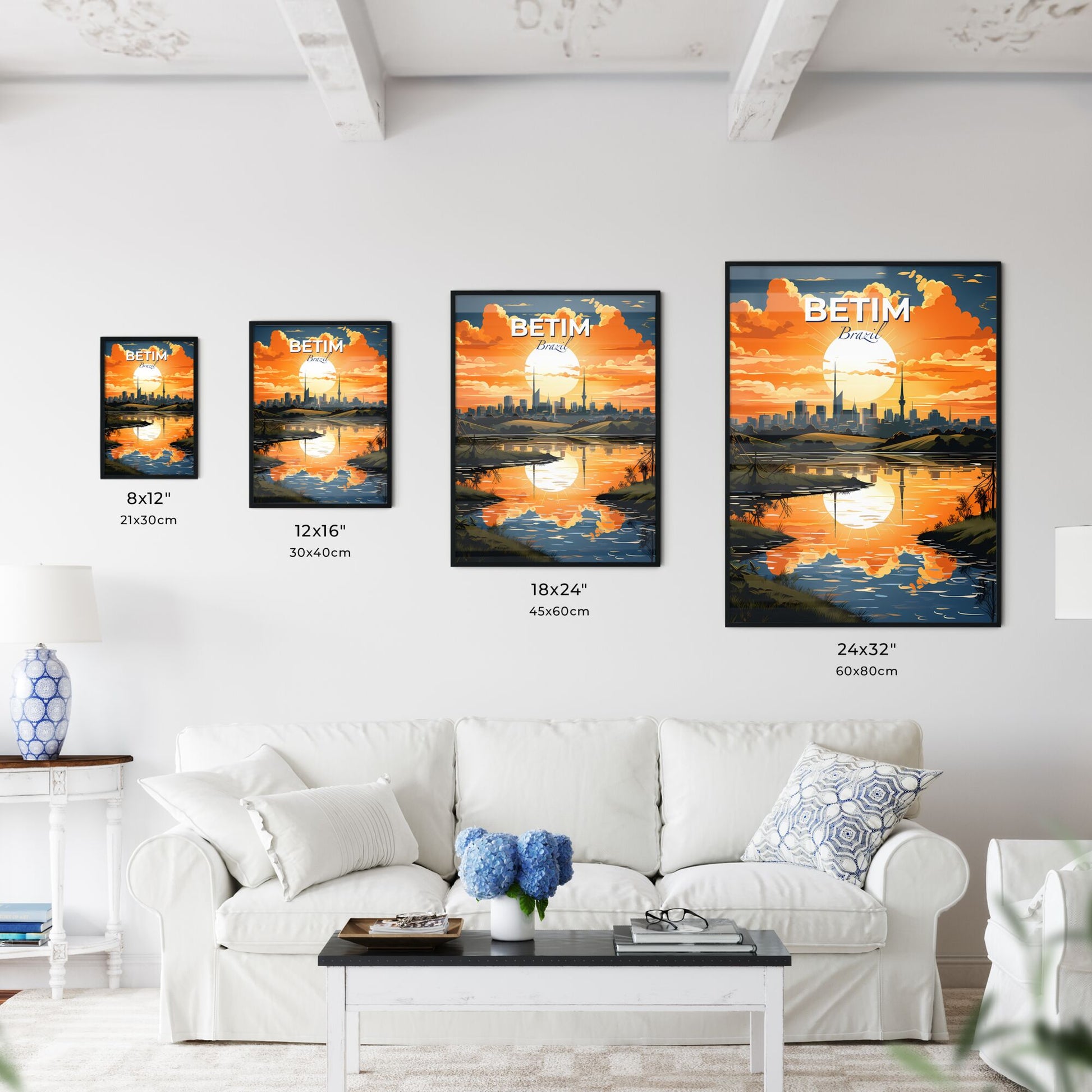 Vibrant Painting of Betim Brazil Skyline Sunset City Art Default Title