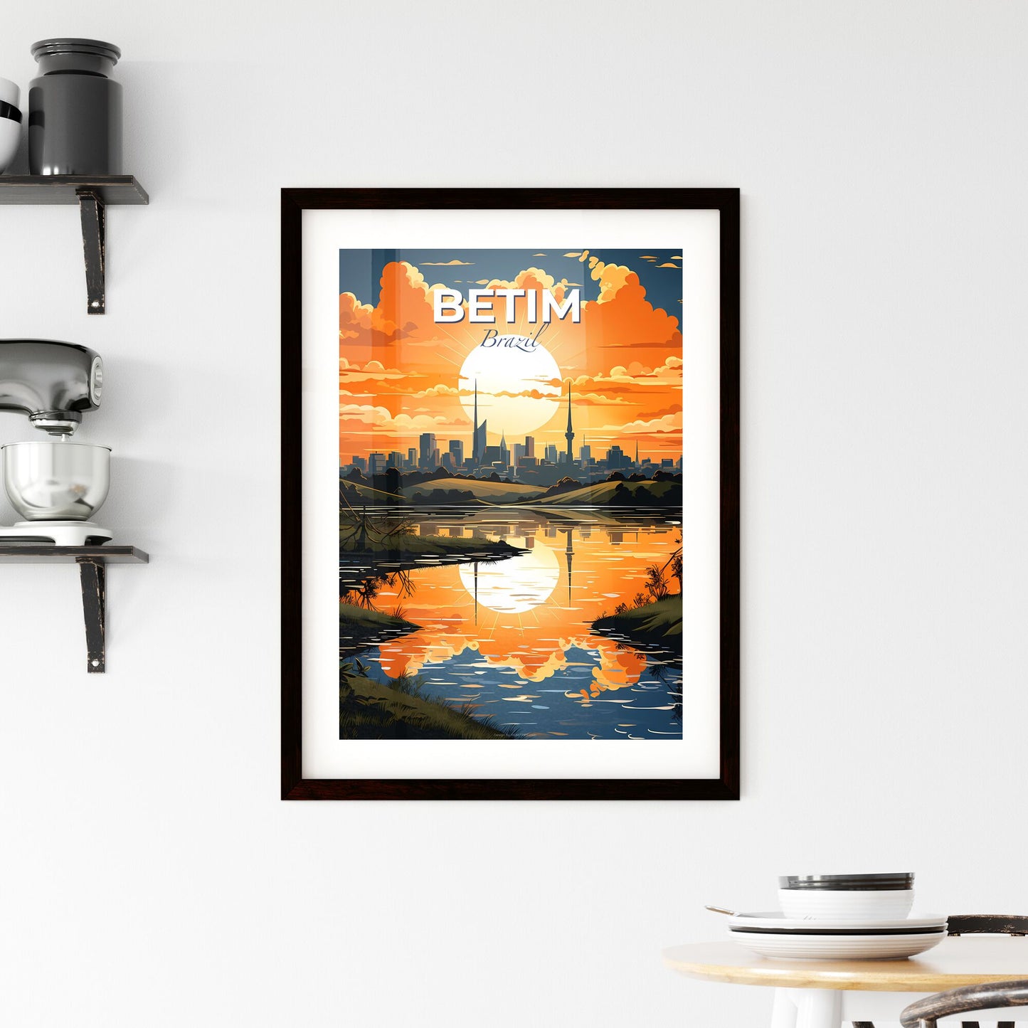 Vibrant Painting of Betim Brazil Skyline Sunset City Art Default Title