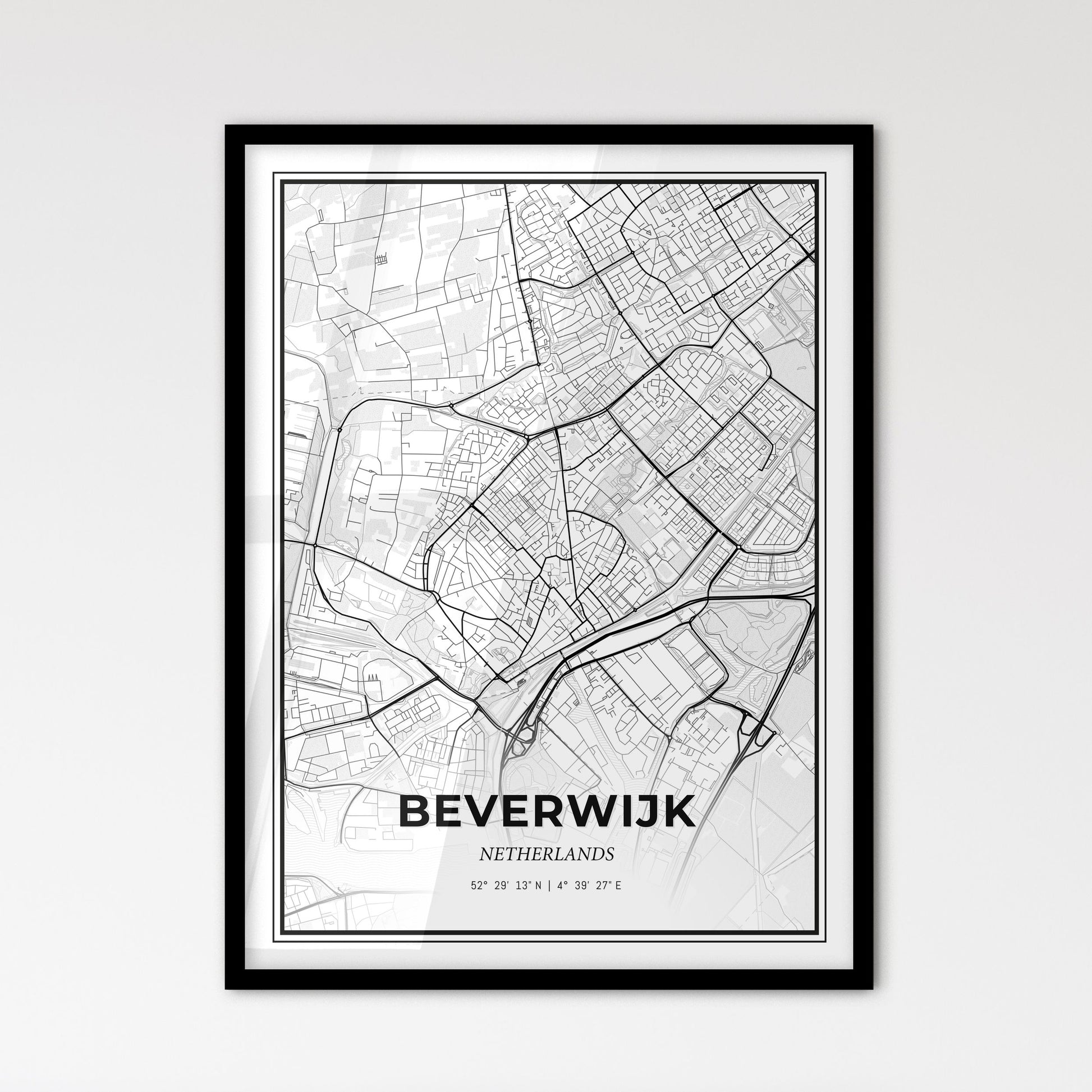  Beverwijk Netherlands - Scandinavian Style City Map for Modern Home Decor