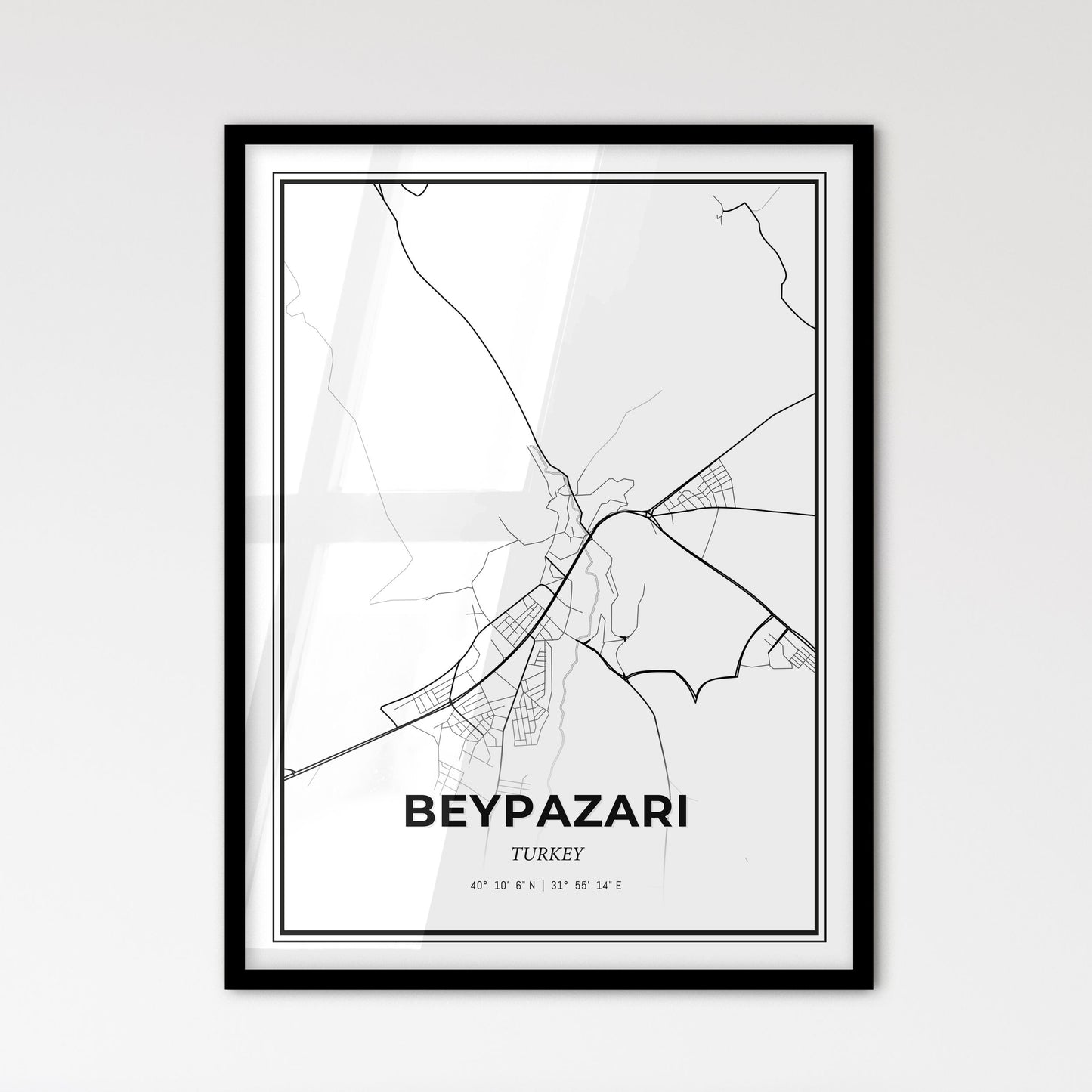 Beypazarı Turkey - Scandinavian Style City Map for Modern Home Decor