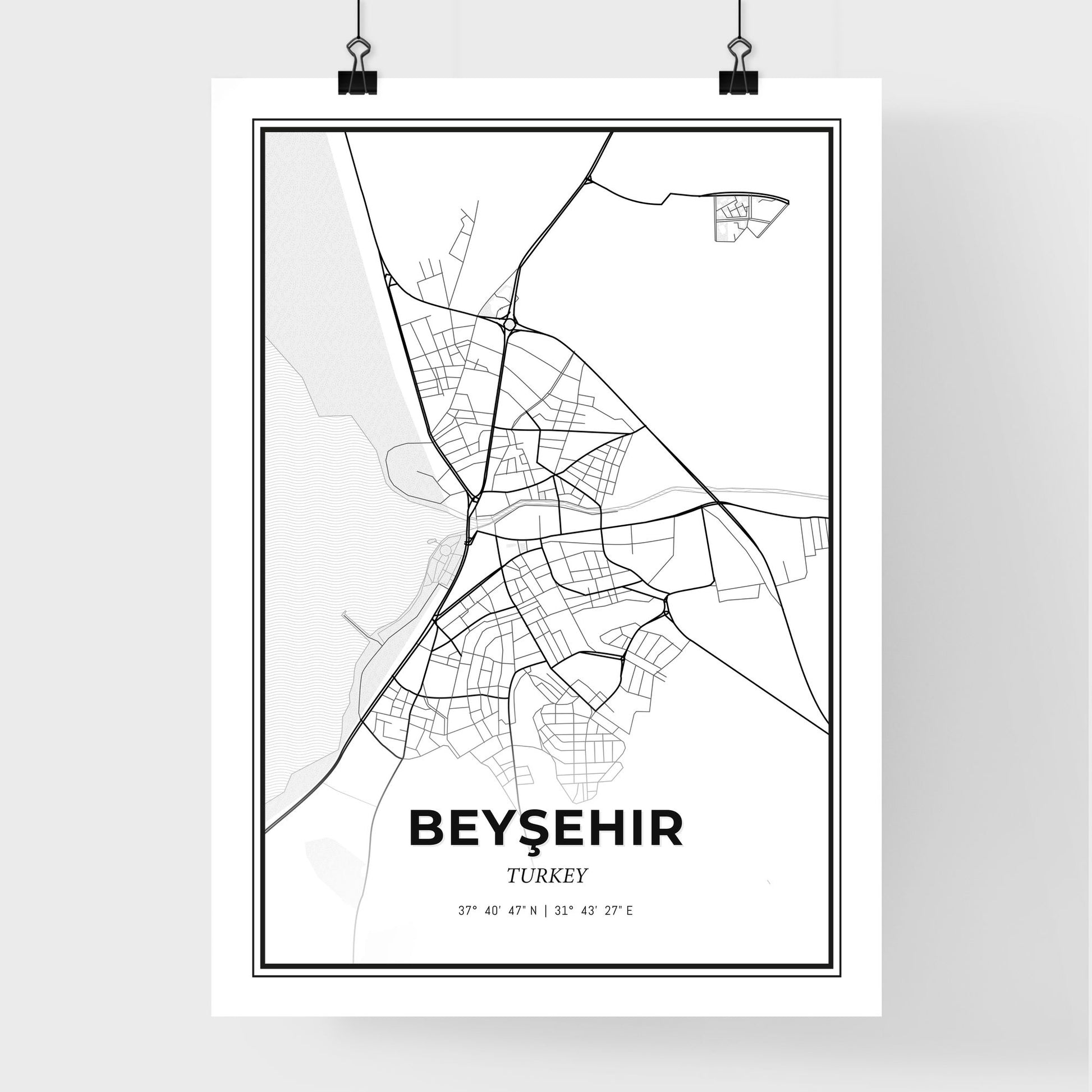 Beyşehir Turkey - Premium City Map Poster