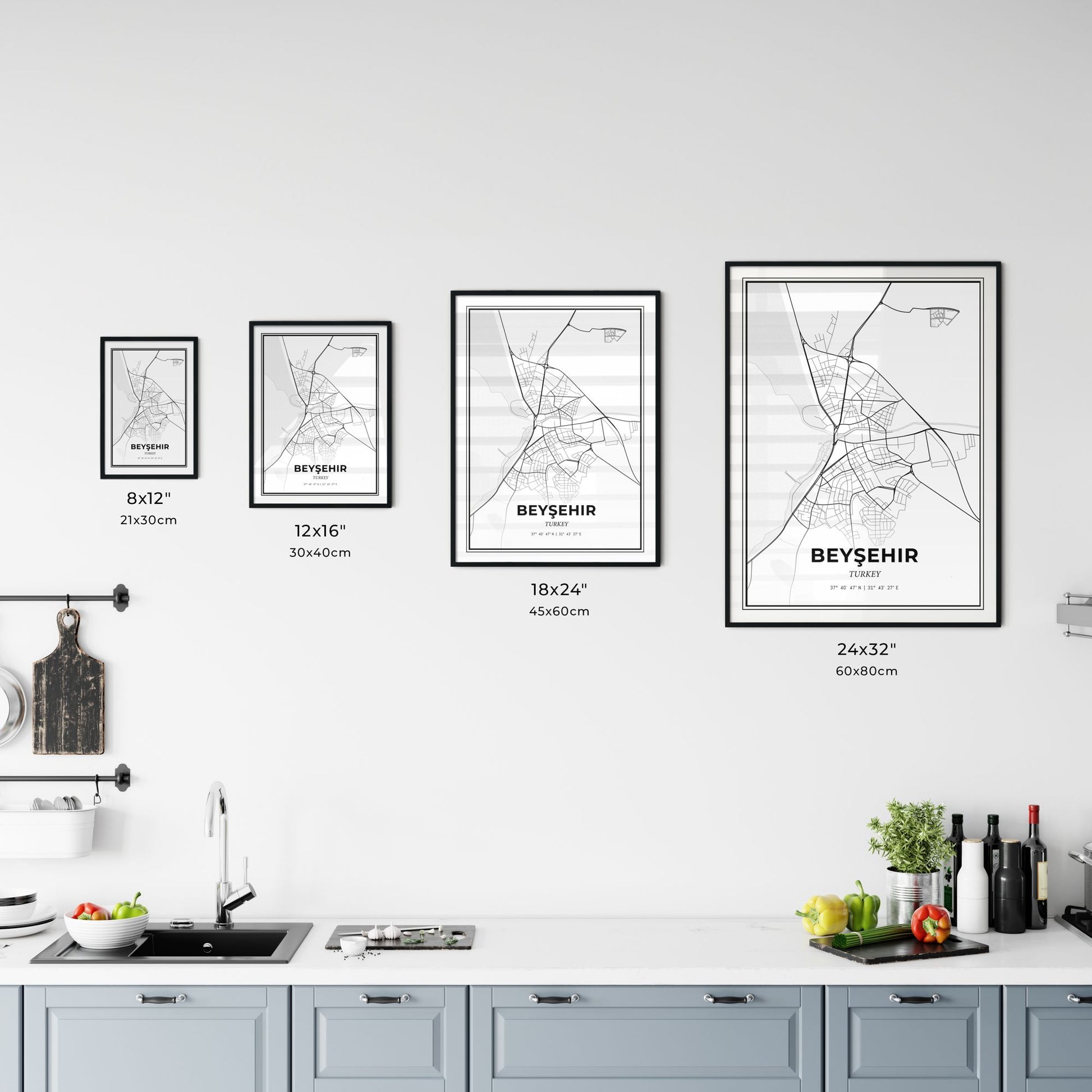 Beyşehir Turkey - Customizable Modern City Map