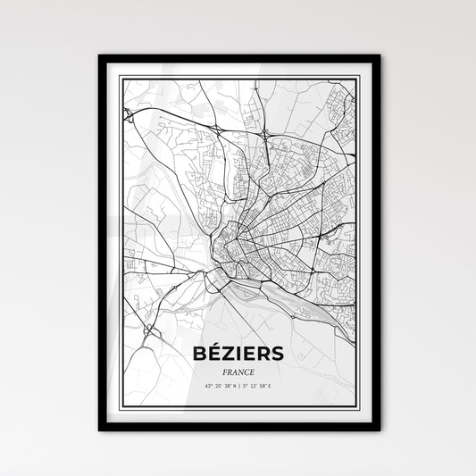 Béziers France - Scandinavian Style City Map for Modern Home Decor