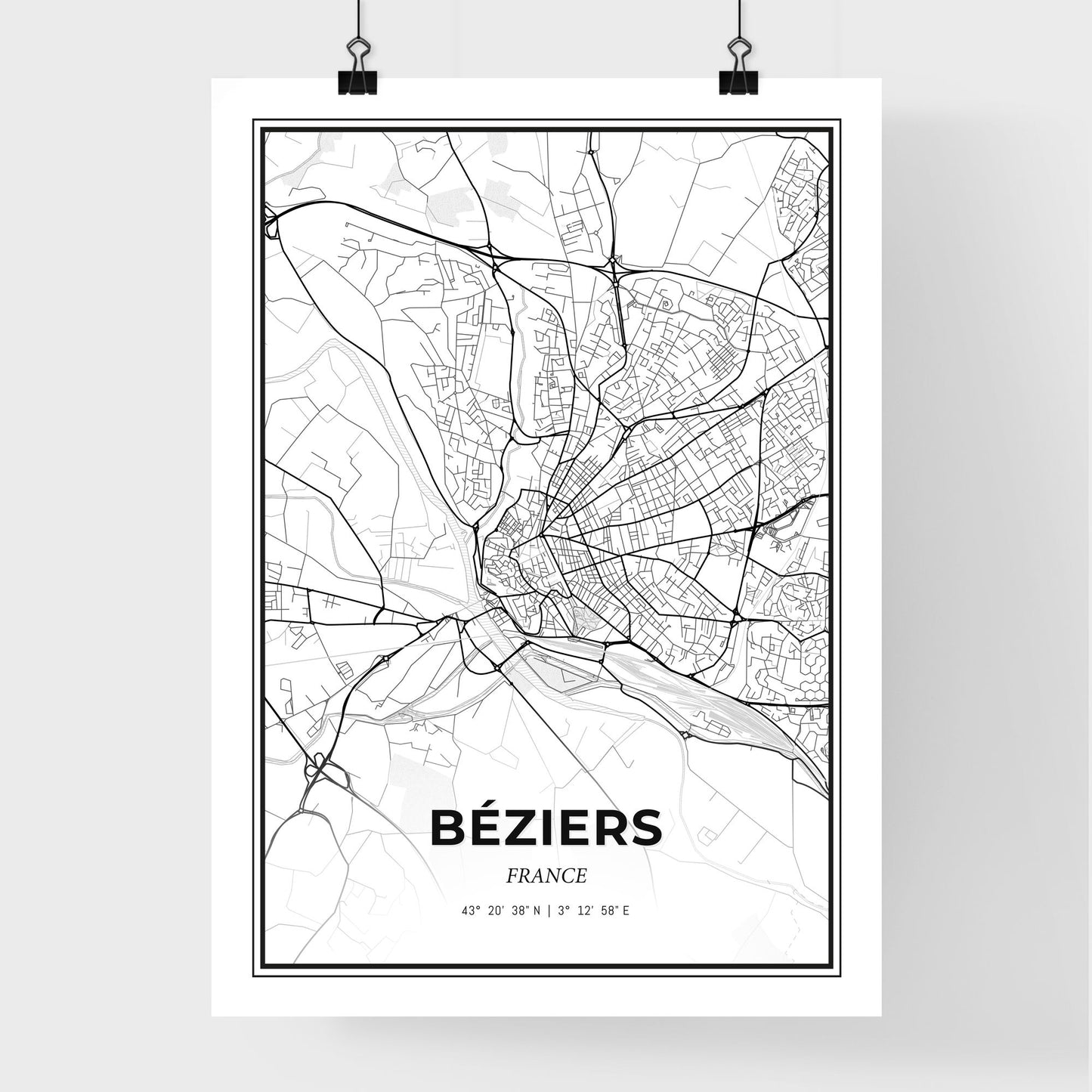 Béziers France - Premium City Map Poster