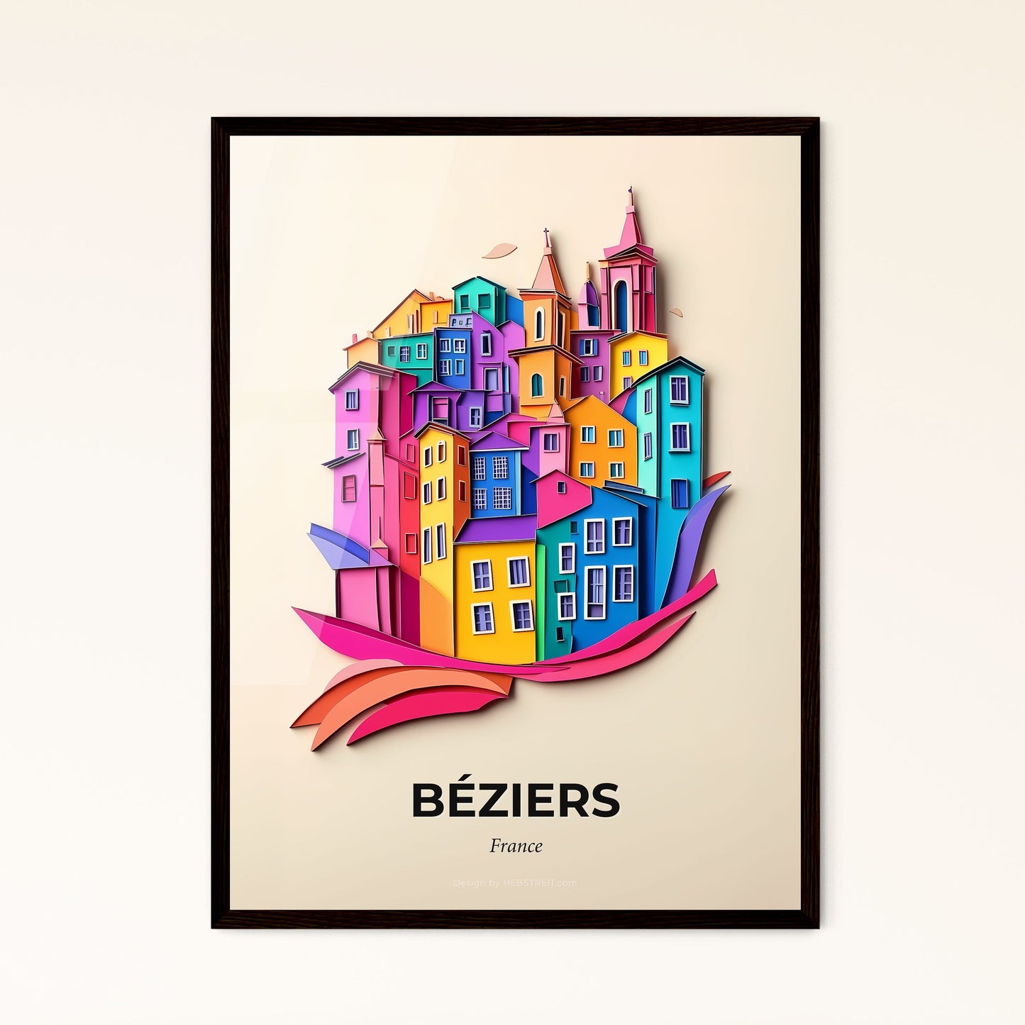 Vivid Béziers, France - a colorful city with a bird flying over it