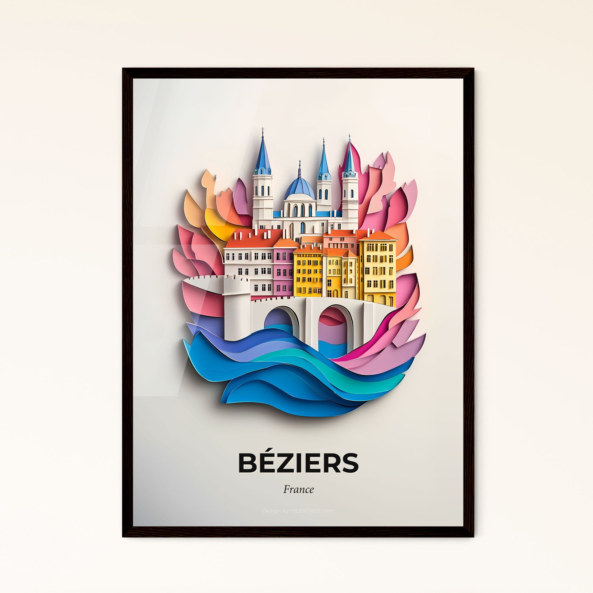 Vivid Béziers, France - a paper cut of a city with a bridge