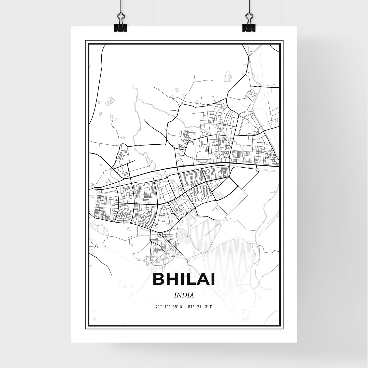 Bhilai India - Premium City Map Poster