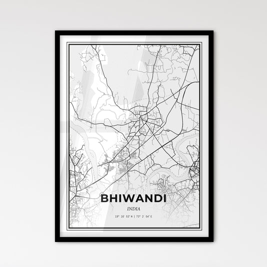 Bhiwandi India - Scandinavian Style City Map for Modern Home Decor