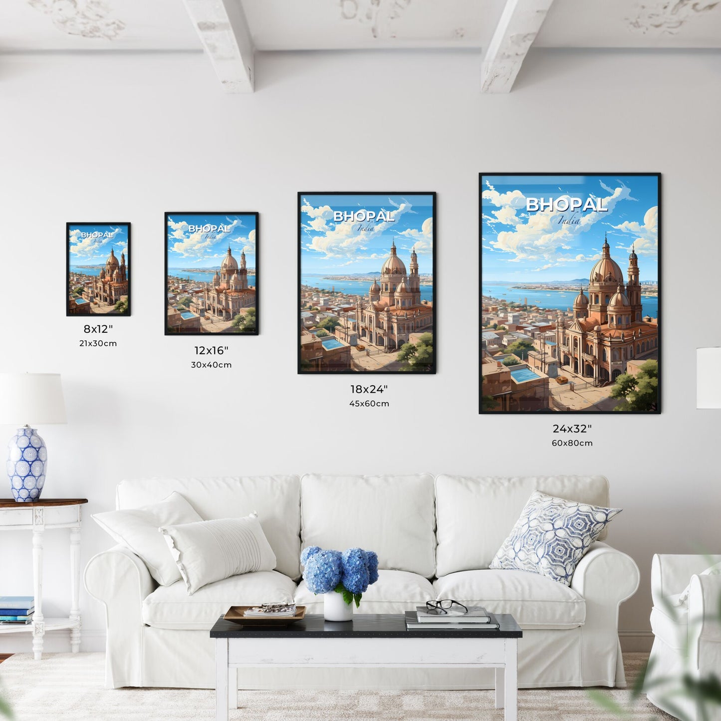 Indian Skyline Painting - Bhopal City Artwork, Waterway, Vibrant, Architecture Default Title