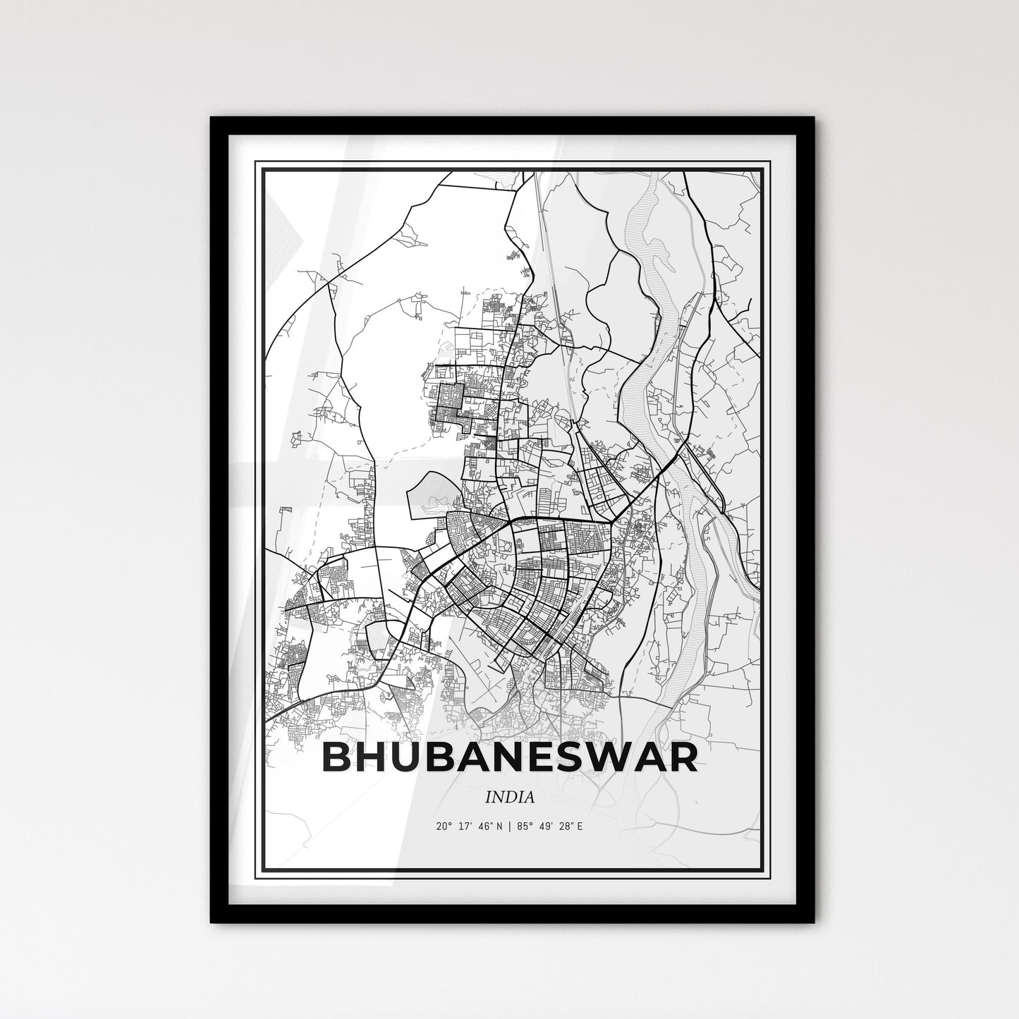 Bhubaneswar India - Scandinavian Style City Map for Modern Home Decor