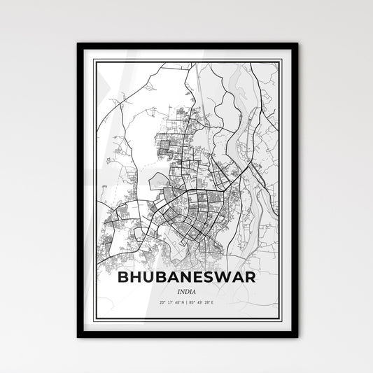 Bhubaneswar India - Scandinavian Style City Map for Modern Home Decor