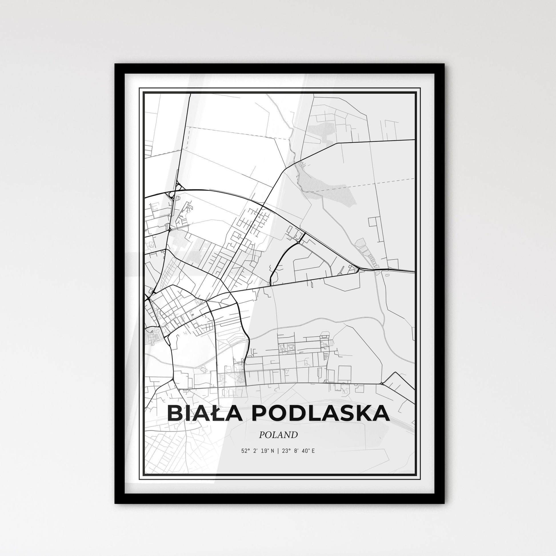 Biała Podlaska Poland - Scandinavian Style City Map for Modern Home Decor