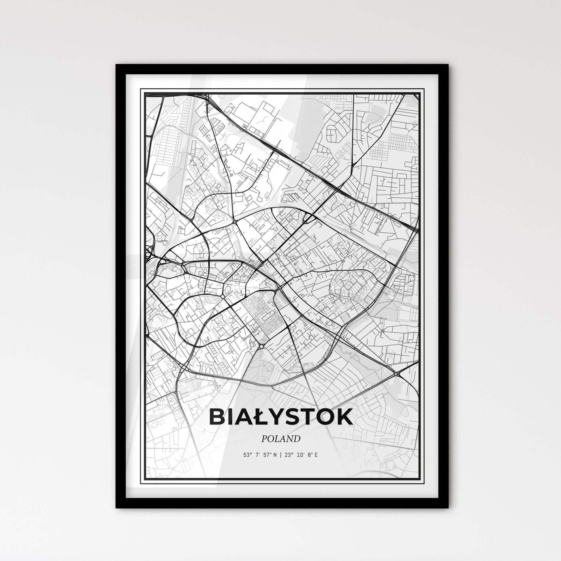 Białystok Poland - Scandinavian Style City Map for Modern Home Decor