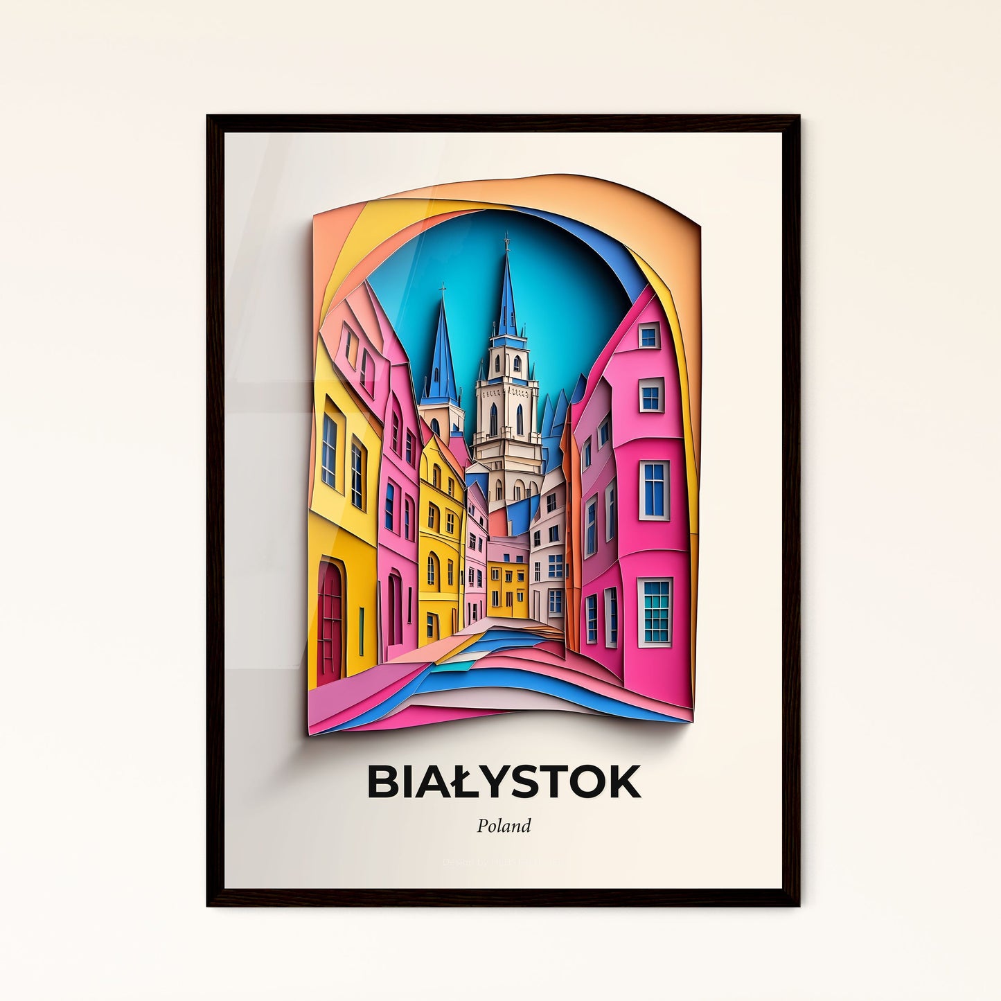 Vivid Białystok, Poland - a colorful city scene with a clock tower