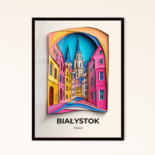 Vivid Białystok, Poland - a colorful city scene with a clock tower