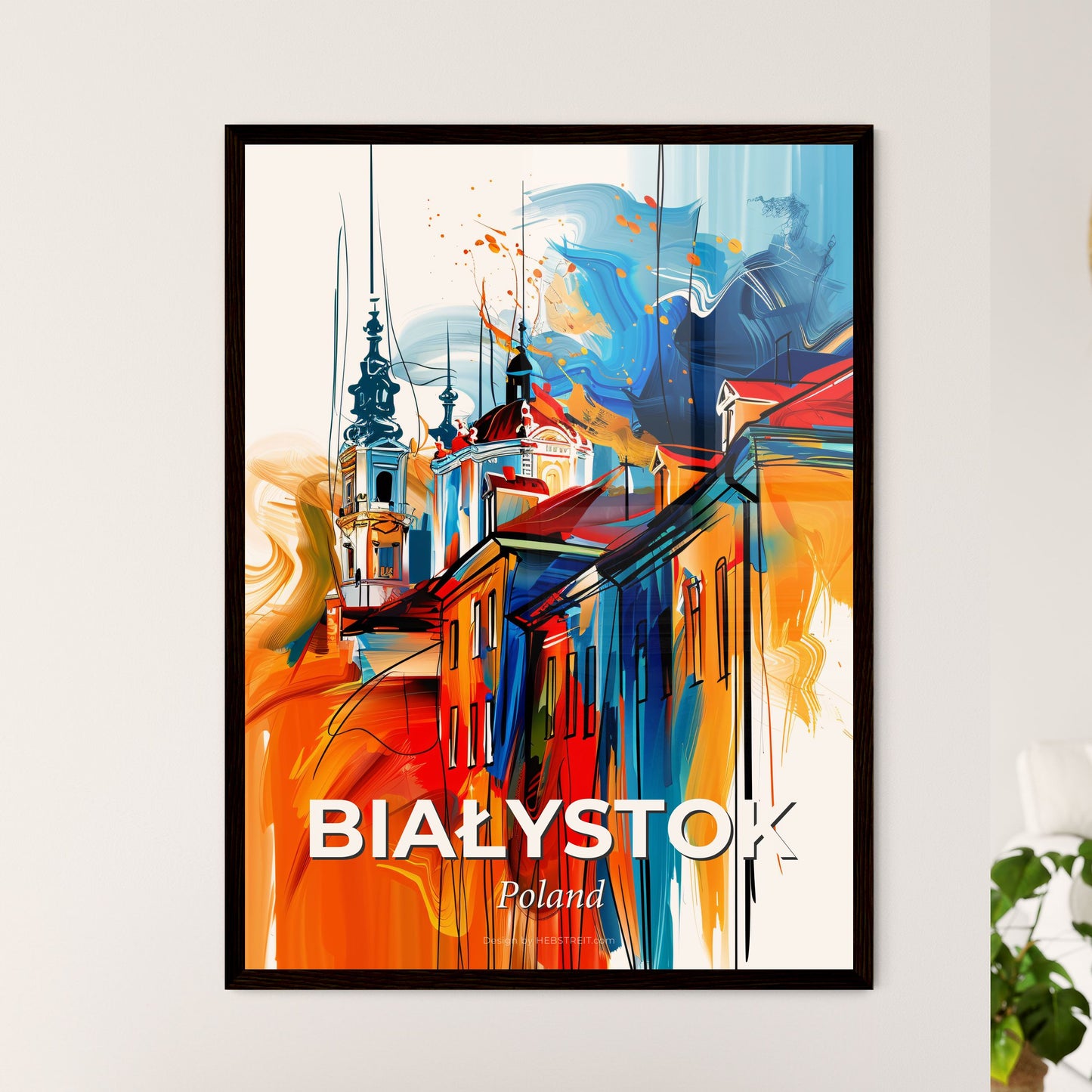 Vibrant Białystok, Poland - A Painting Of Buildings With Colorful Paint