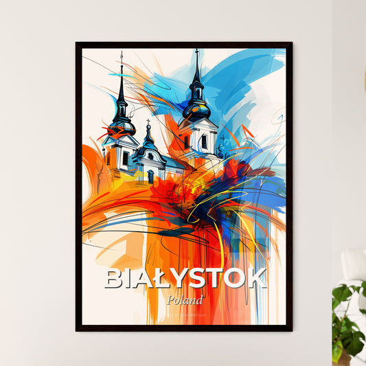 Vibrant Białystok, Poland - A Painting Of A Building With Colorful Paint Splashes