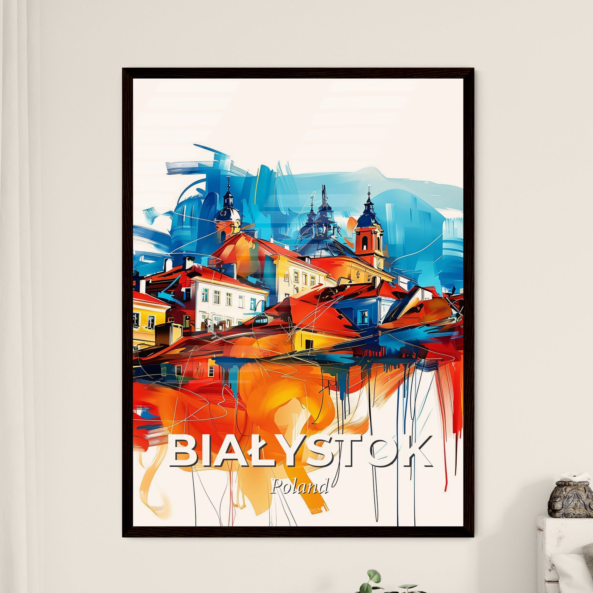 Vibrant Białystok, Poland - A Colorful Painting Of Buildings