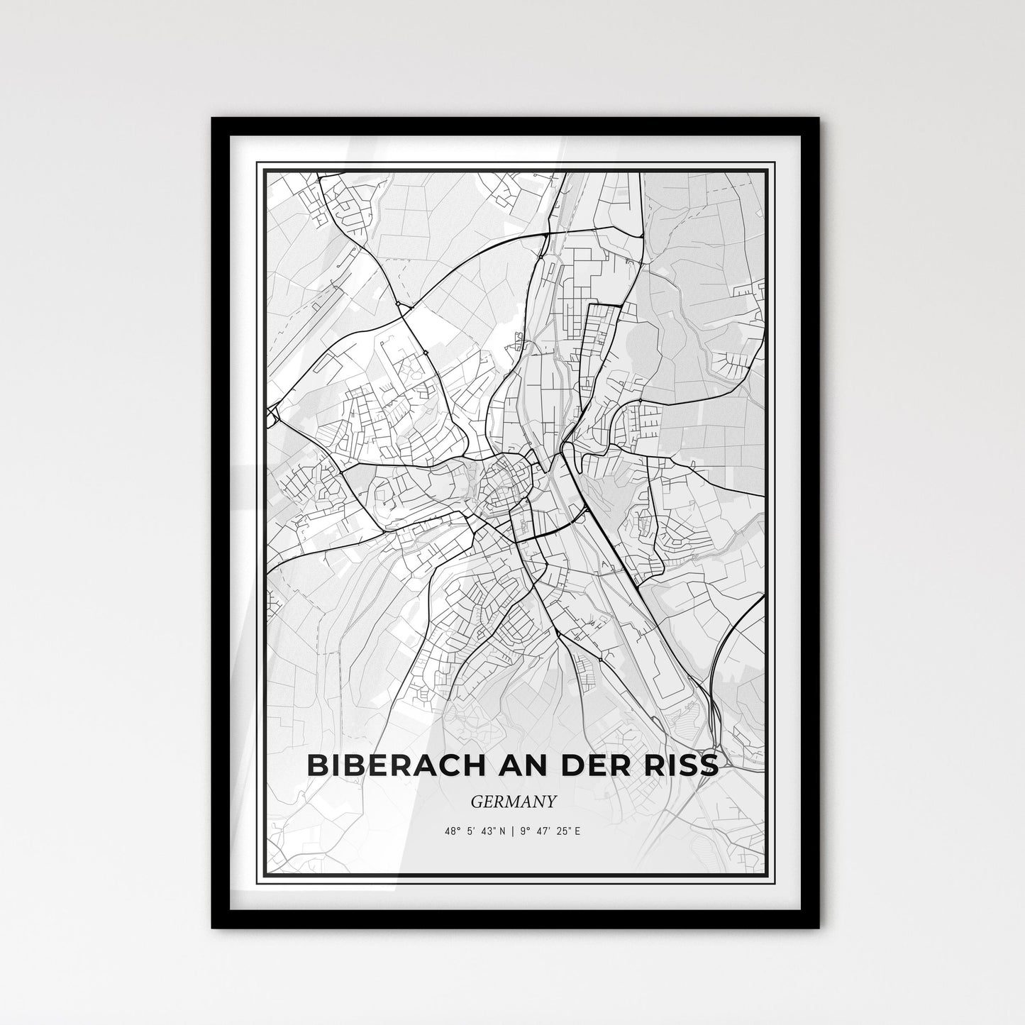 Biberach an der Riß Germany - Scandinavian Style City Map for Modern Home Decor