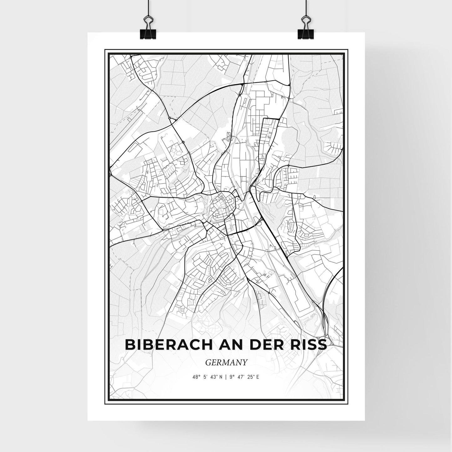 Biberach an der Riß Germany - Premium City Map Poster