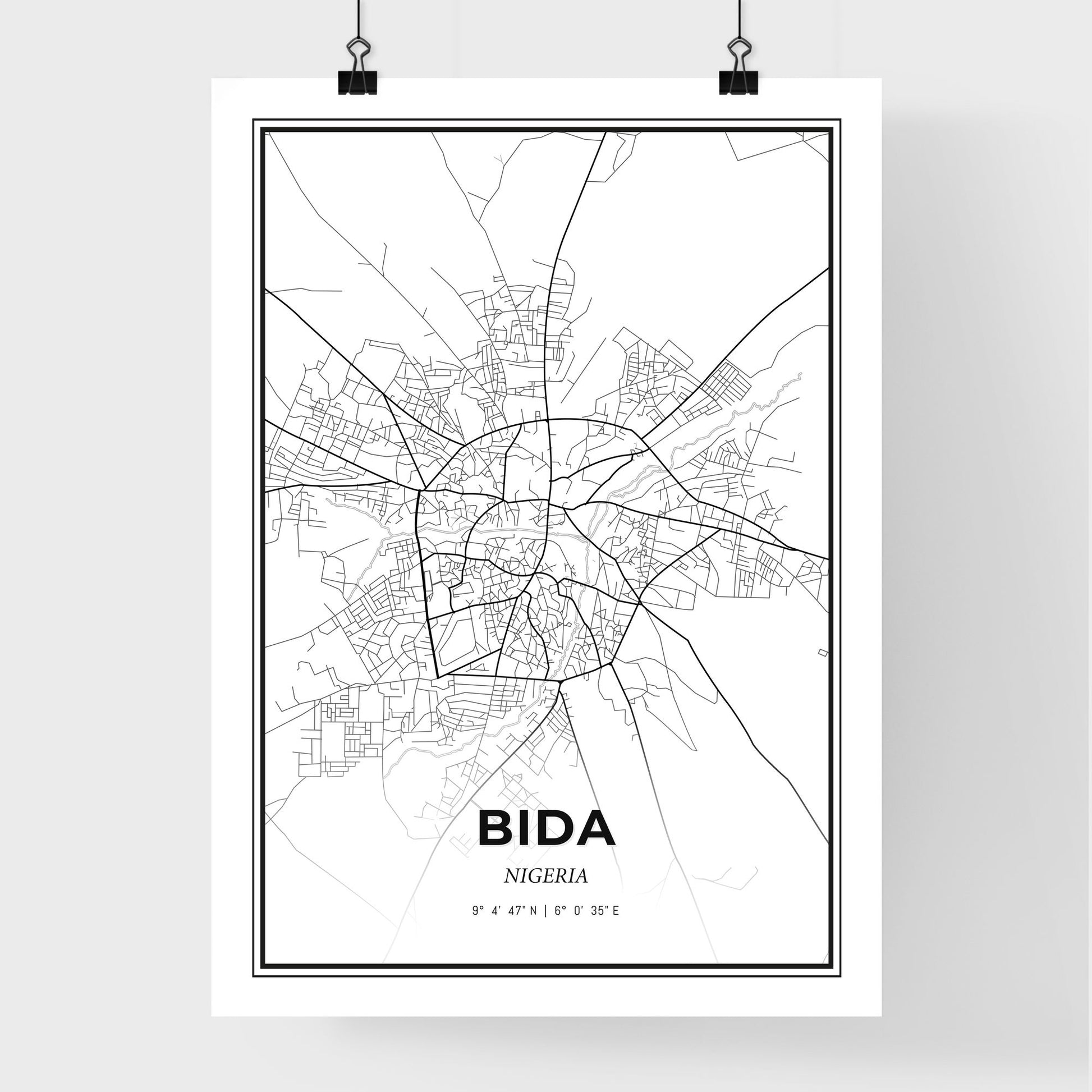 Bida Nigeria - Premium City Map Poster